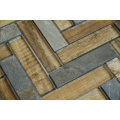 France Style Heat Insulation Chevron Glass Mix Stone Mosaic Tile